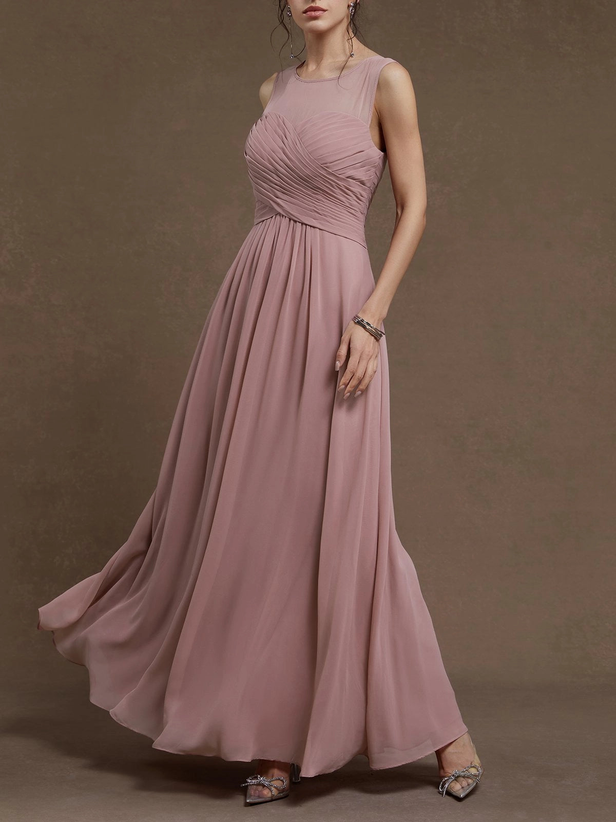 Pretty A-Line Crew Neck Sleeveless Keyhole Floor-Length Prom Dress
